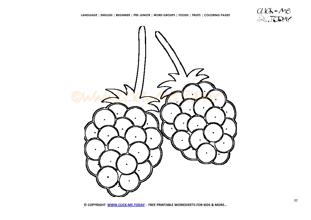 Blackberries coloring page - Free printable Blackberries cut out template
