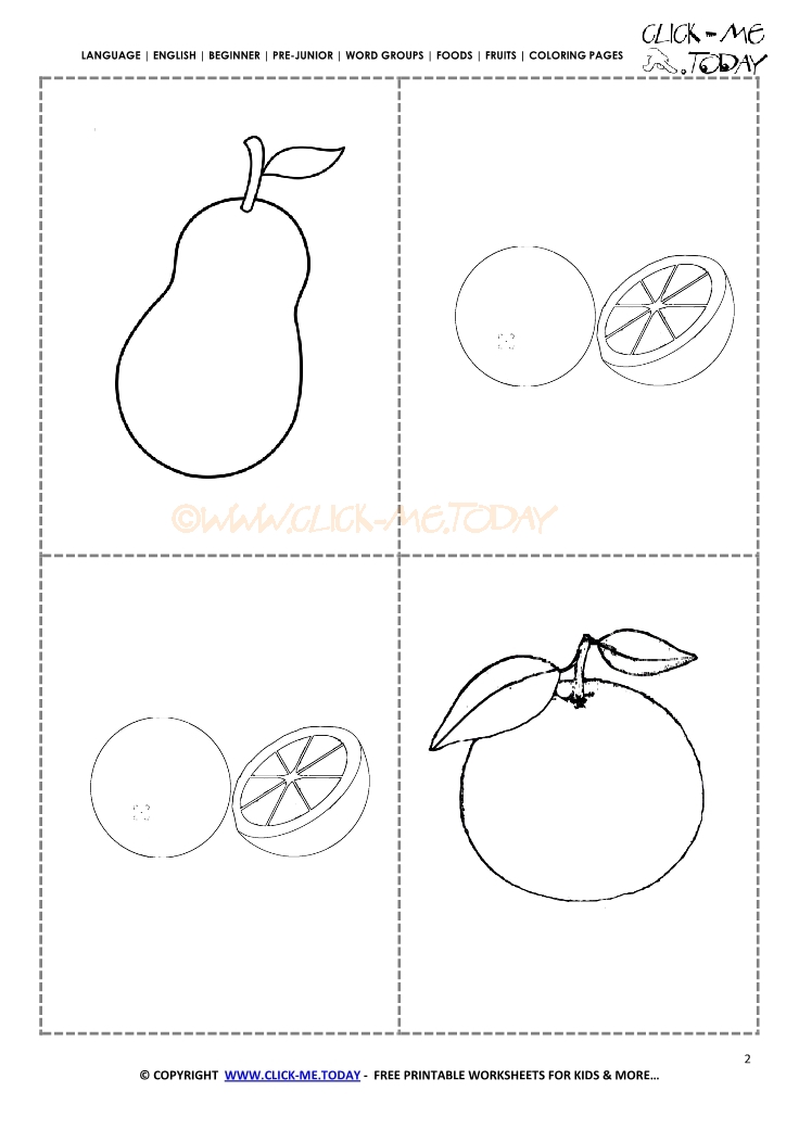 Fruits coloring pages - Fruits cut out templates