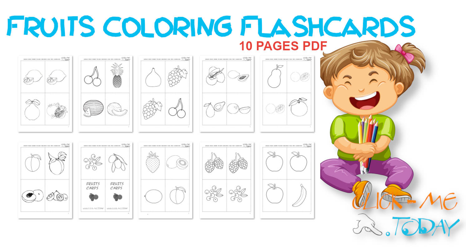 FRUITS COLORING FLASHCARDS PDF