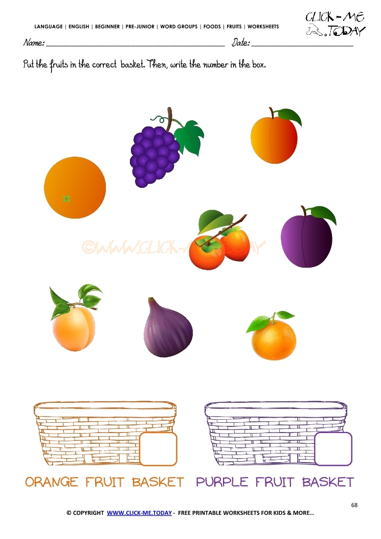 Fruits Worksheet 68 - Count the oranges
