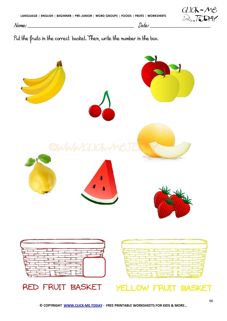 Fruits Worksheet 66 - Count yellow fruits worksheet