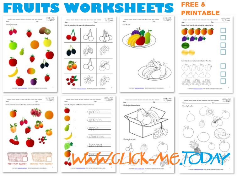 Free Fruits Worksheets printables