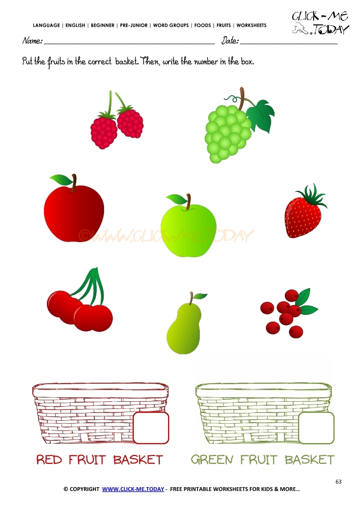 Fruits Worksheet 63 - Red fruits worksheet