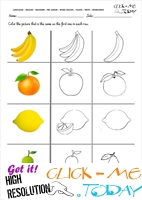 Fruits Worksheet 45 - Color same Fruits Worksheet
