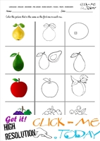 Fruits Worksheet 46 - Color the same Fruits Worksheet