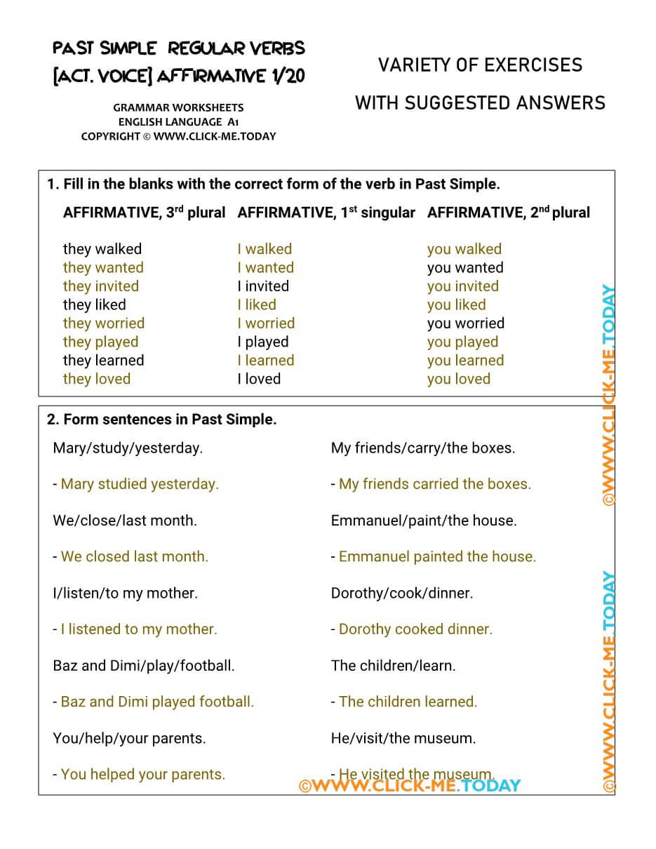 PAST SIMPLE REGULAR VERBS