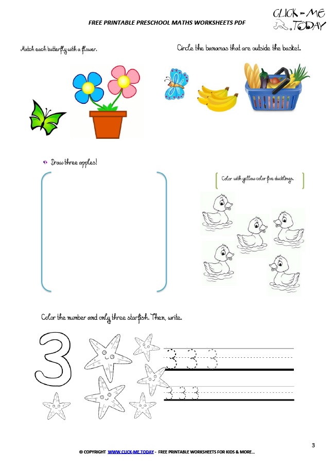Free Printable Preschool Maths Worksheets in PDF