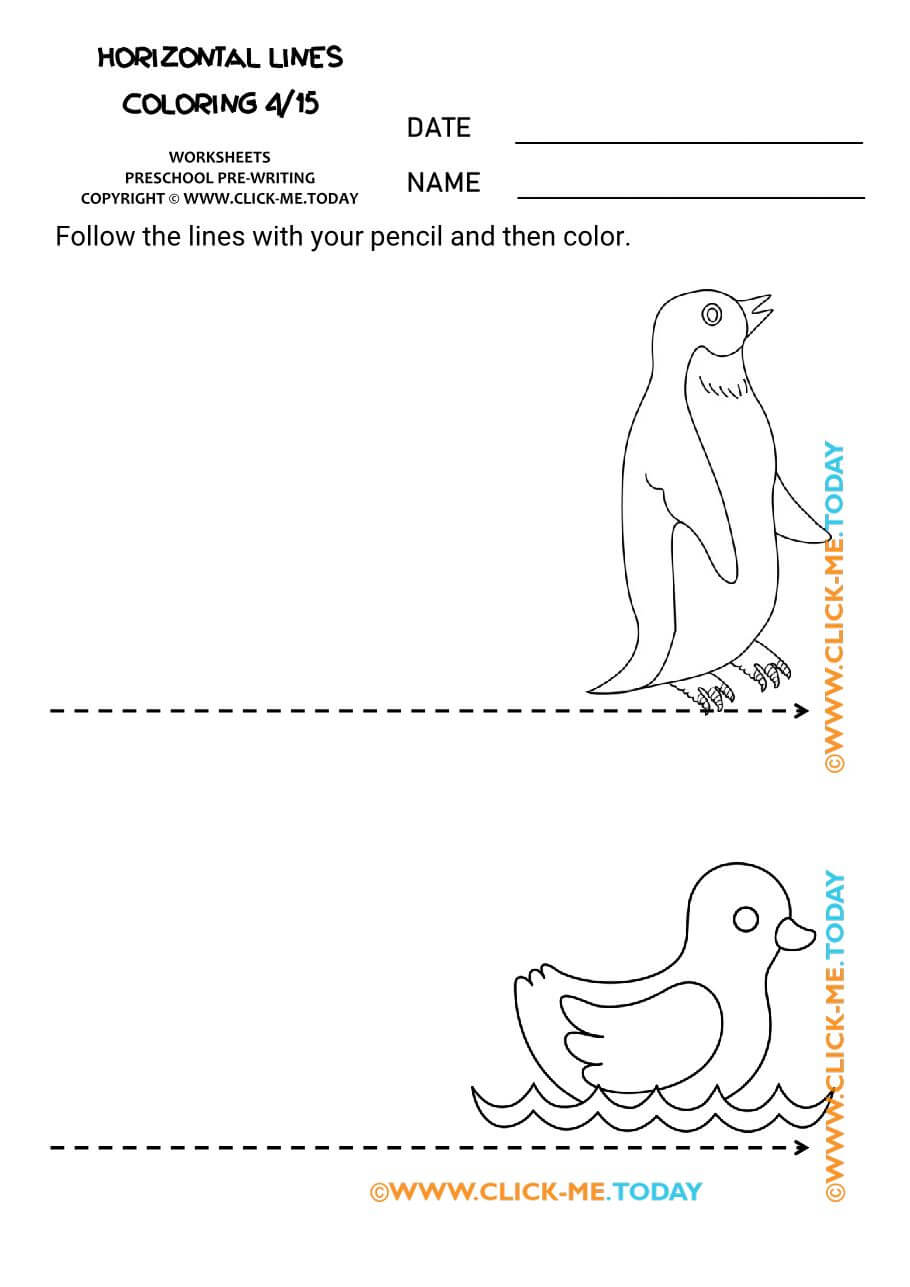 PREWRITING HORIZONTAL LINES coloring pages 4 trace animal route