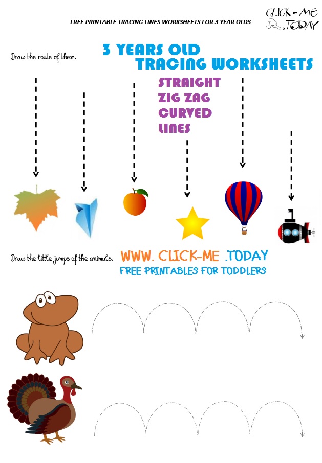 TRACING LINES WORKSHEETS FOR 3 YEAR OLD IN PDF