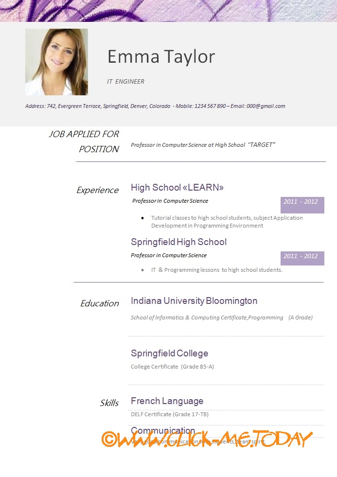 Curriculum Vitae Samples Pdf from www.click-me.today